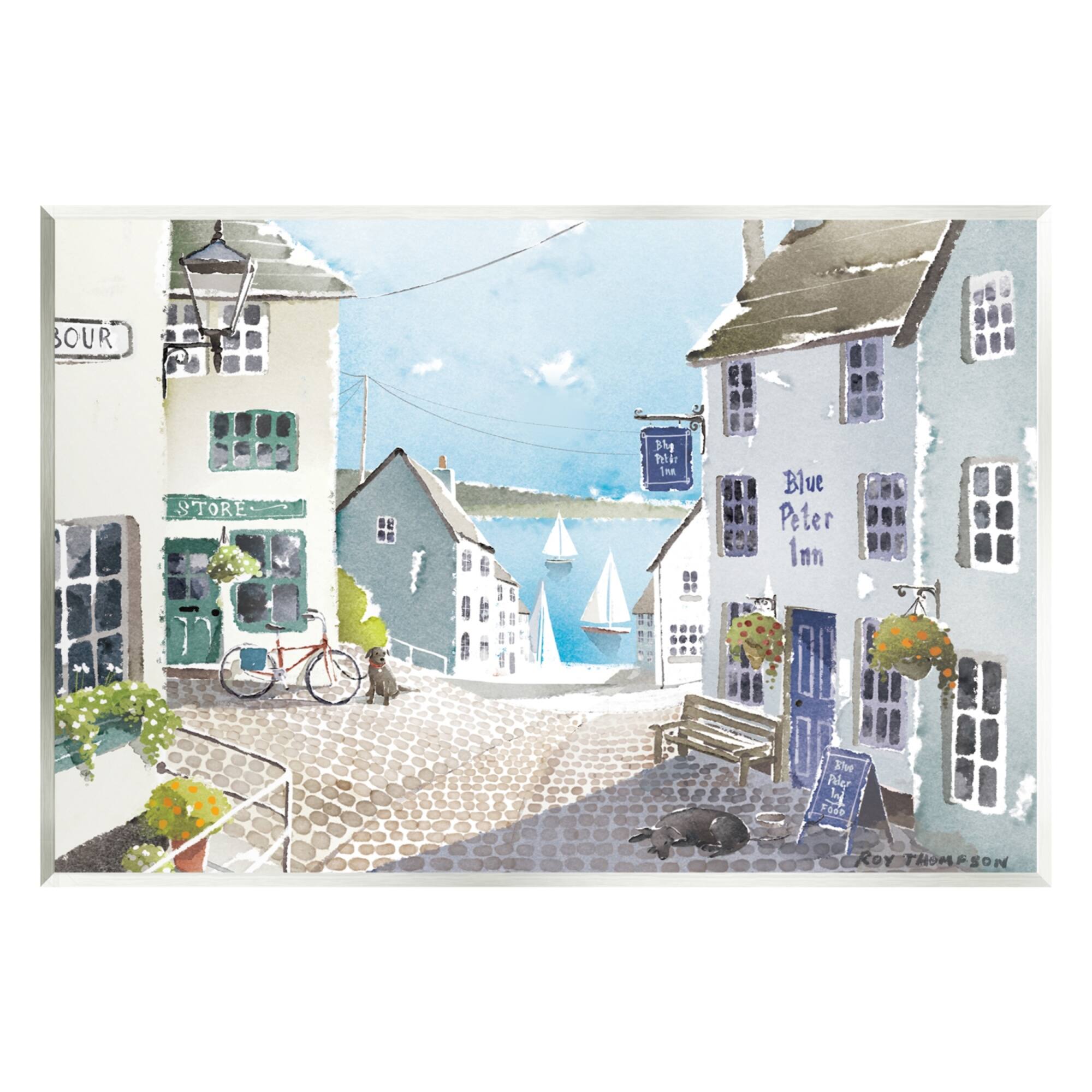 Stupell Industries Coastal Town Seaport Sailboats Wall Plaque Art